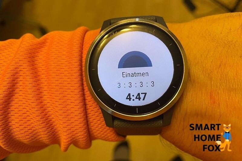 Man sieht die Atemübungen auf der Garmin vivoactive 4.